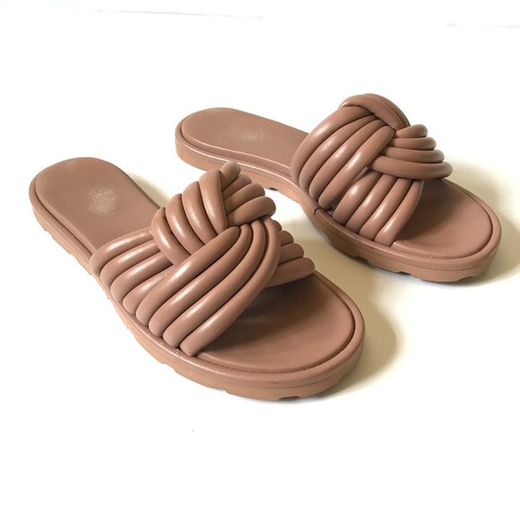 Gianvito Rossi Ottavia Leather Slides Sandals Womens 41.5 11.5 Beige Tan Leather - Picture 4 of 12